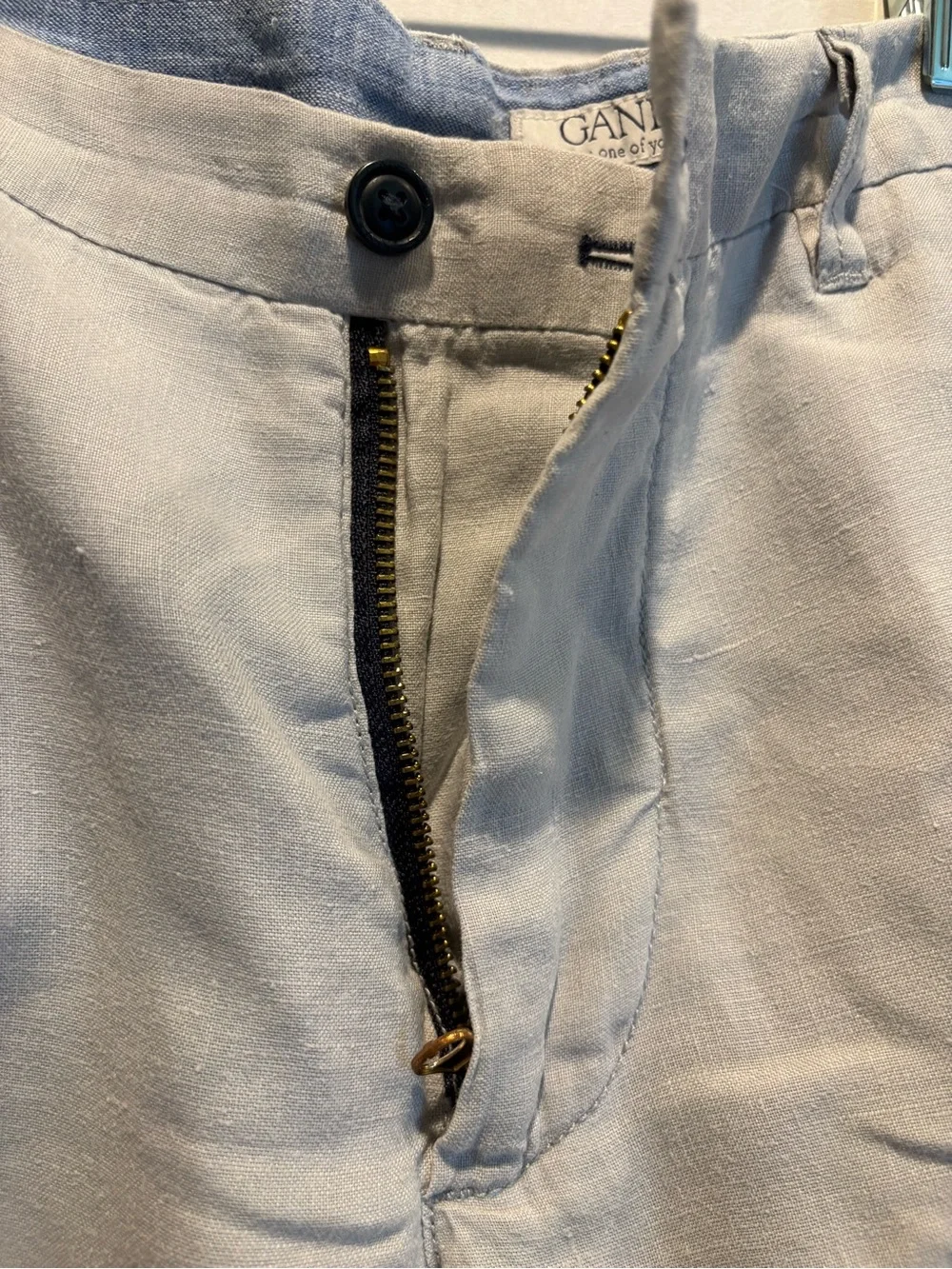 Ganesh - Men's Flat Front Linen Shorts. Size 40. Off White